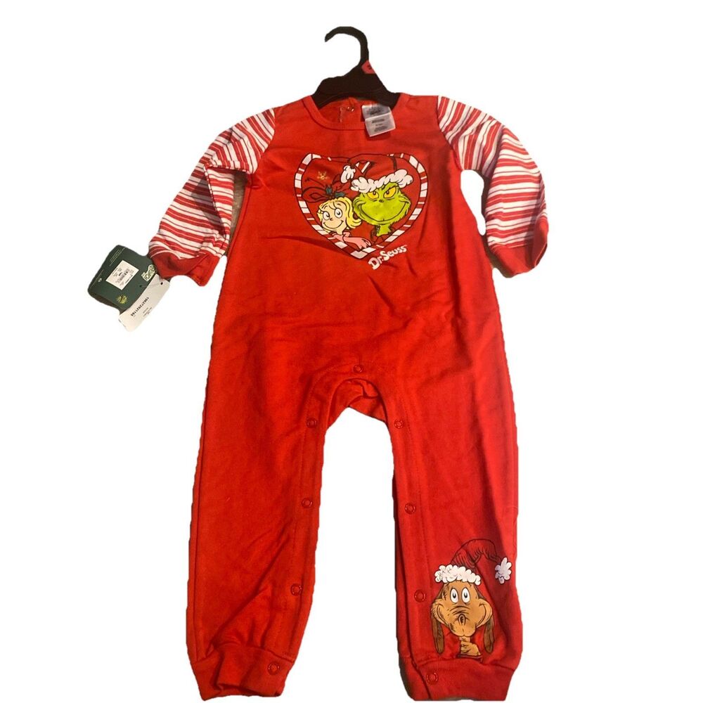 Dr. Seuss Baby Boy Grinch Printed Coverall, Grinch Christmas, Size 12M New